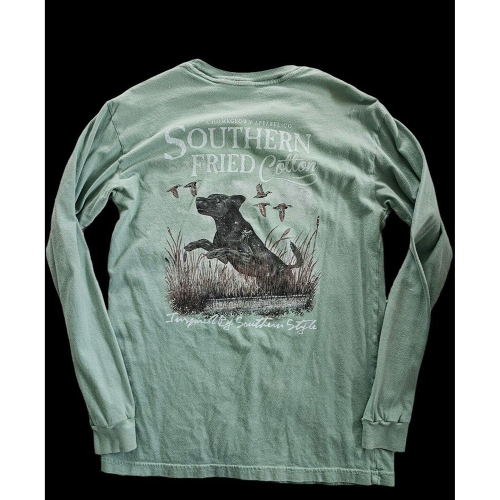 Southern Fried Cotton T Shirt Small Green Lab Ducks SOUTHERN STYLE